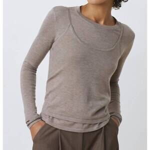 NEW SUNCOO prava thin layered pullover in taupe